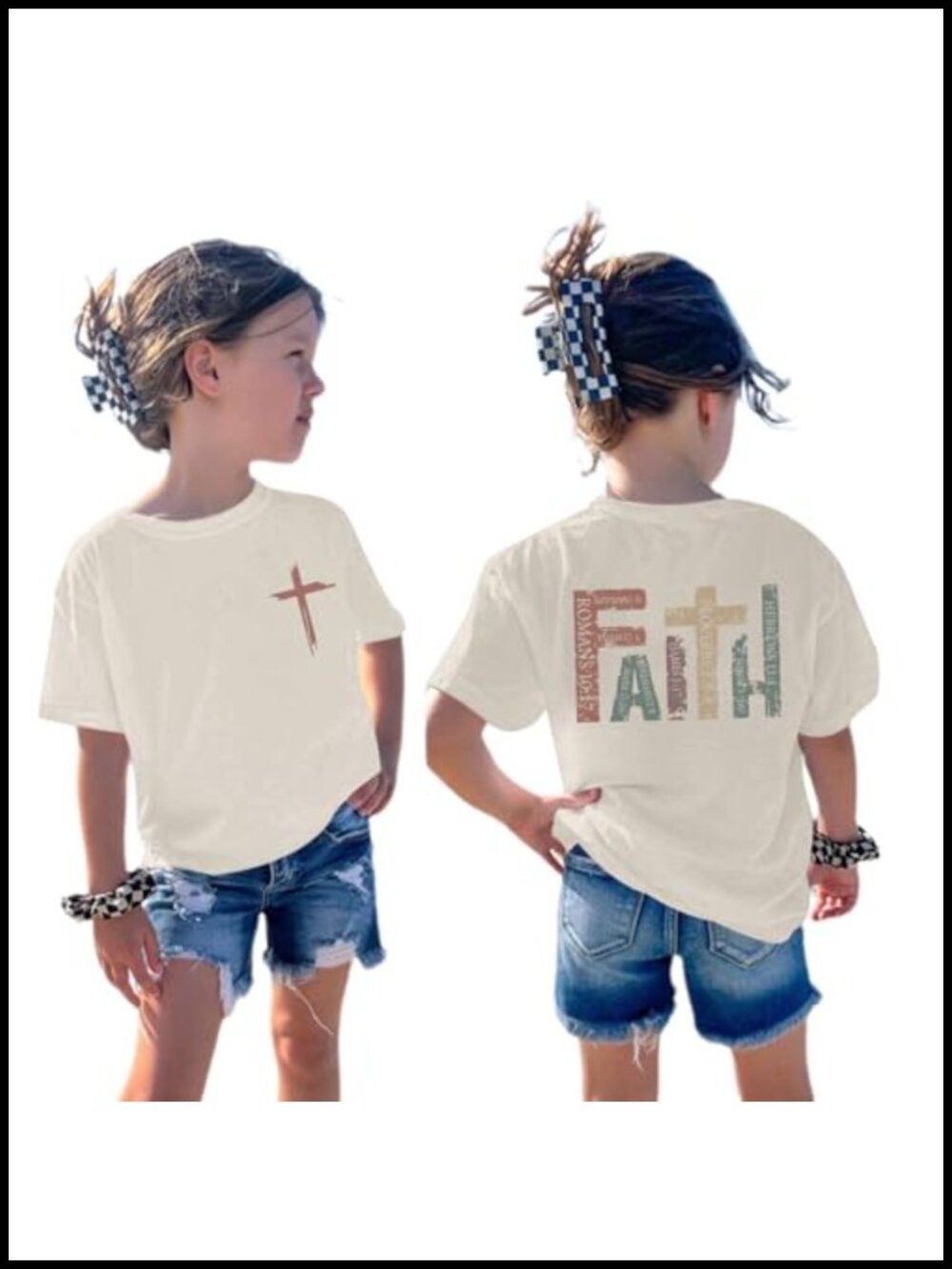 Girls Christian Faith Graphic Tee Bible Verse Short Sleeve T-Shirt